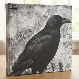 Vintage gotische raaf grunge kunst canvas afdruk