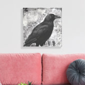 Vintage gotische raaf grunge kunst canvas afdruk (Insitu (Woonkamer))
