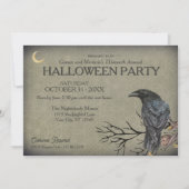 Vintage Gotische Raaf Halloween Feest Kaart (Voorkant)