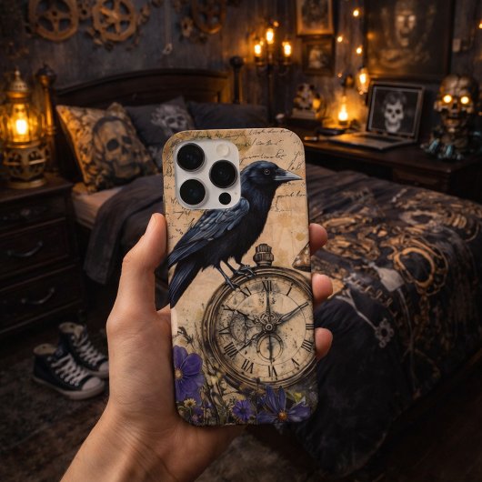 Vintage Gotische Raaf iPhone Hoesje