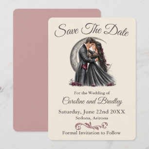 Vintage Gotische Romantiek Halve Maan Elegantie Save The Date