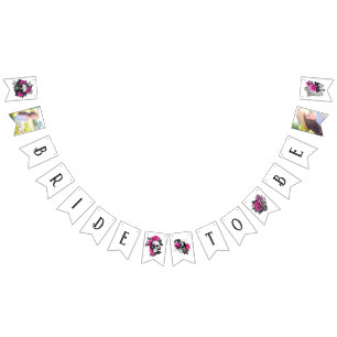 Vintage Gotische Roze Roos Skelet Bruiloft Feest Vlaggetjes