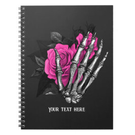 Vintage Gotische Roze Roos Skelet Gepersonaliseerd Notitieboek