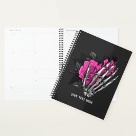 Vintage Gotische Roze Roos Skelet Gepersonaliseerd Planner