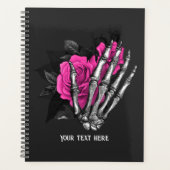 Vintage Gotische Roze Roos Skelet Gepersonaliseerd Planner (Voorkant)