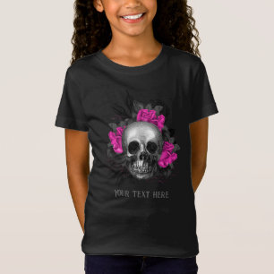 Vintage Gotische Roze Roos Skelet Gepersonaliseerd T-shirt