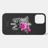 Vintage Gotische Roze Rozen Schedel Monogram Case-Mate iPhone Case (Achterkant (horizontaal))