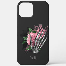 Vintage Gotische Roze Rozen Skelet Monogram Case-Mate iPhone Case