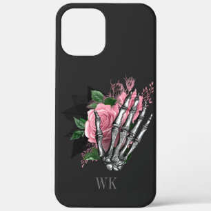 Vintage Gotische Roze Rozen Skelet Monogram Case-Mate iPhone Case