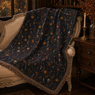 Vintage Gotische Samhain Donkere Botanische Patroo Deken