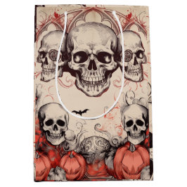 Vintage Gotische Schedel Halloween Midden Geschenk Medium Cadeauzakje