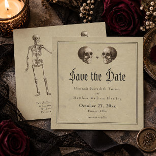 Vintage Gotische Skelet Halloween Bruiloft Save The Date