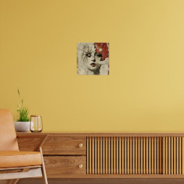 Vintage gotische spin en vrouw Surrealistisch Port Poster