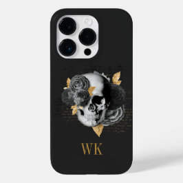 Vintage Gotische Zwarte en Gouden Bloem Motief Sch Case-Mate iPhone 14 Pro Hoesje