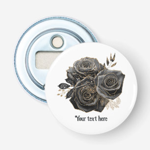 Vintage Gotische Zwarte Rozen Gepersonaliseerd Button Flesopener