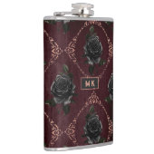Vintage Gotische Zwarte Rozen Monogram Heupfles (Rechts)