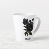 Vintage Gotische Zwarte Rozen Persoonlijk Latte Mok (Rechterhoek)