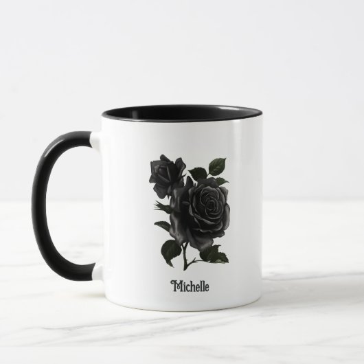 Vintage Gotische Zwarte Rozen Persoonlijk Mok (Links)