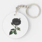 Vintage Gotische Zwarte Rozen Sleutelhanger (Achterkant)