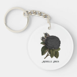 Vintage Gotische Zwarte Rozen Sleutelhanger