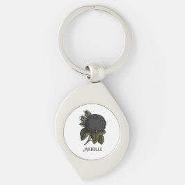 Vintage Gotische Zwarte Rozen Sleutelhanger