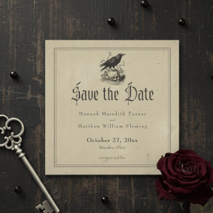 Vintage Gotische Zwarte Toile Taan Huwelijk Save The Date