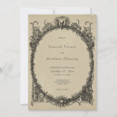Vintage Gotische Zwarte Toile Tane Bruiloft Kaart (Voorkant)