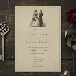 Vintage Gotische Zwarte Toile Tane Trouwdag Kaart