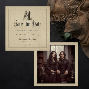 Vintage Gotische Zwarte Toile Tane Trouwfoto Save The Date