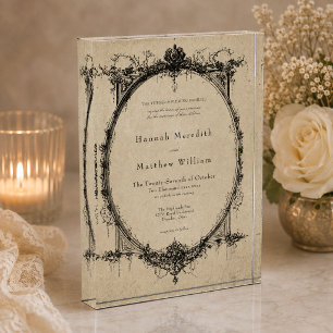 Vintage Gotische Zwarte Toile Tane Trouwherinnerin Fotoblokken