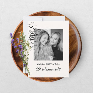 Vintage Gotische Zwarte Vleermuis Bruidsmeisje Fot Kaart