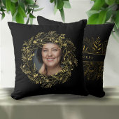Vintage Goud en Zwarte Botanische Aangepaste Tekst Kussen