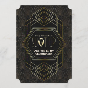 Vintage Goud Great Gatsby Bruidsgetuige Kaart