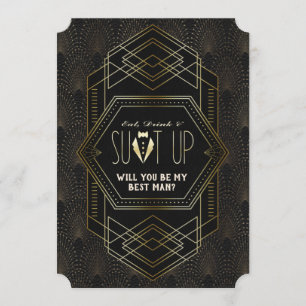 Vintage Goud Great Gatsby Trouw Be Mijn Getuige Kaart