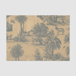 Vintage Goud Leisteenblauw Marokkaanse Kameel Oase Tissuepapier
