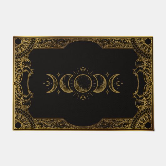 Vintage Goud Versierde Hemelse Maanfasen Deurmat (Voorkant)
