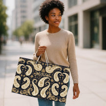 Vintage Goud Versierde Paisley Donkere Perzische E