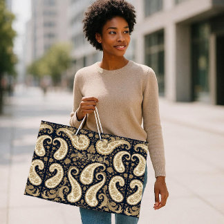 Vintage Goud Versierde Paisley Donkere Perzische E Groot Cadeauzakje