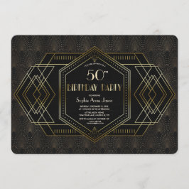 Vintage Goud Zwarte Great Gatsby Verjaardagsfeestj Kaart