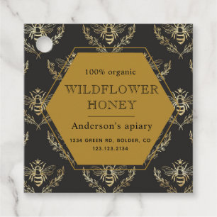 vintage gouden bij koningin imkerbedrijf monogram bedankjes labels
