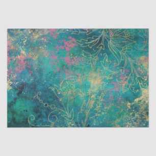 Vintage Gouden Bloem Grunge Damast Tissuepapier
