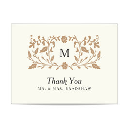 Vintage Gouden Bloemen Bedankkaart