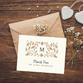 Vintage Gouden Bloemen Bedankkaart