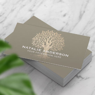 Vintage Gouden Boom Yoga-instructeur Wellness SPA Visitekaartje