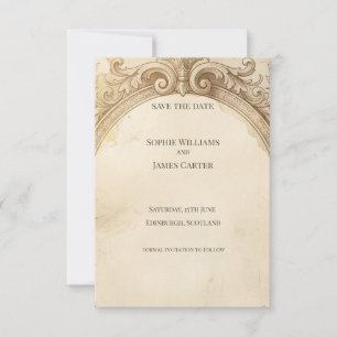 Vintage Gouden Camee Save the Date Kaart