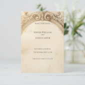 Vintage Gouden Camee Save the Date Kaart (Staand voorkant)