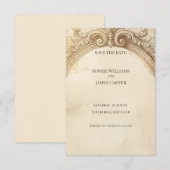 Vintage Gouden Camee Save the Date Kaart (Voorkant / Achterkant)