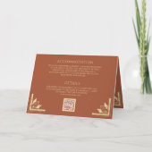 Vintage Gouden Crest QR Code Terracotta Bruiloft (Achterkant)