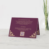 Vintage Gouden Kam QR Code Pruim Paarse Trouwdag (Achterkant)