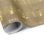 Vintage Gouden Kerstmuziekblad Cadeaupapier (Rol Hoek)